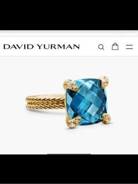 David Yurman 18k gold  11mm topaz chatelaine  ring size 6.5